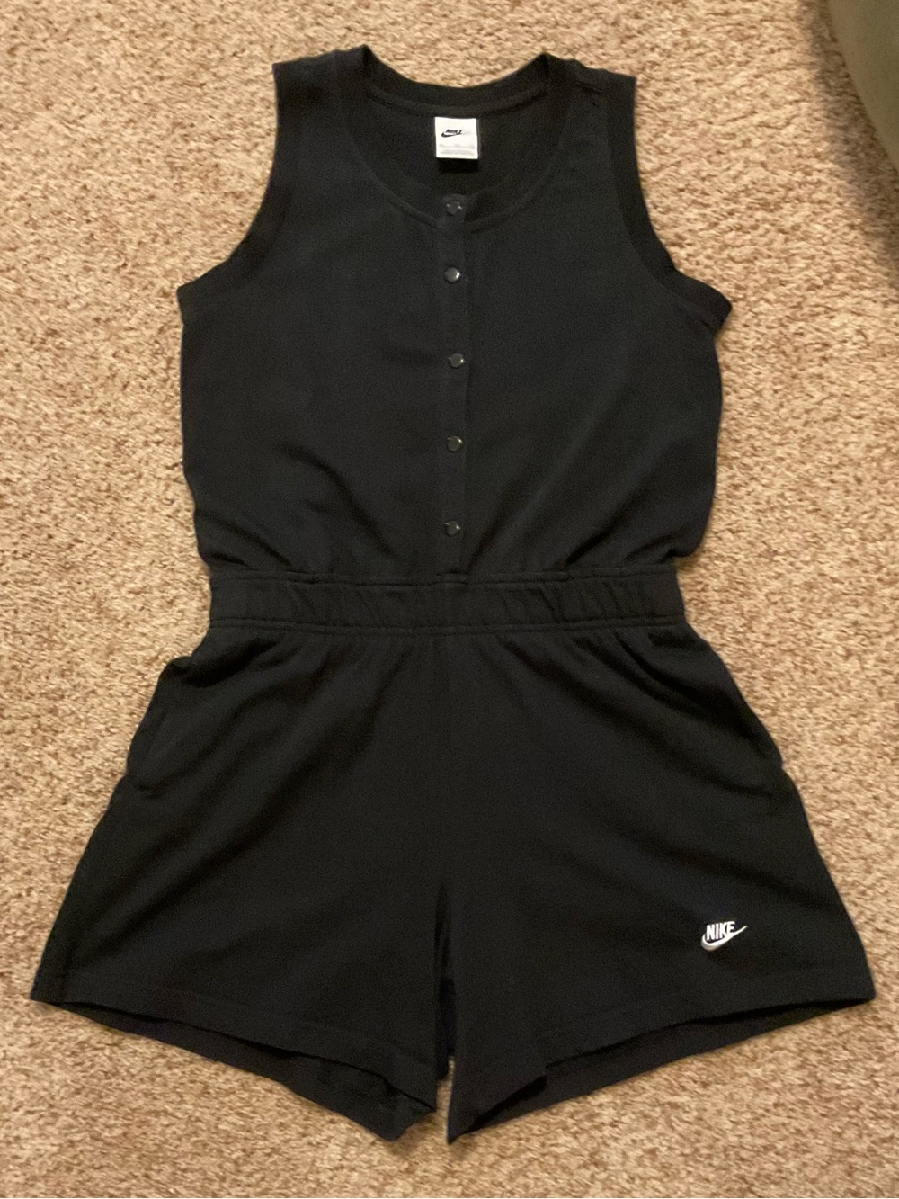 Nike Black Sleeveless Women’s/Girls' Snap-Front One-Piece Romper